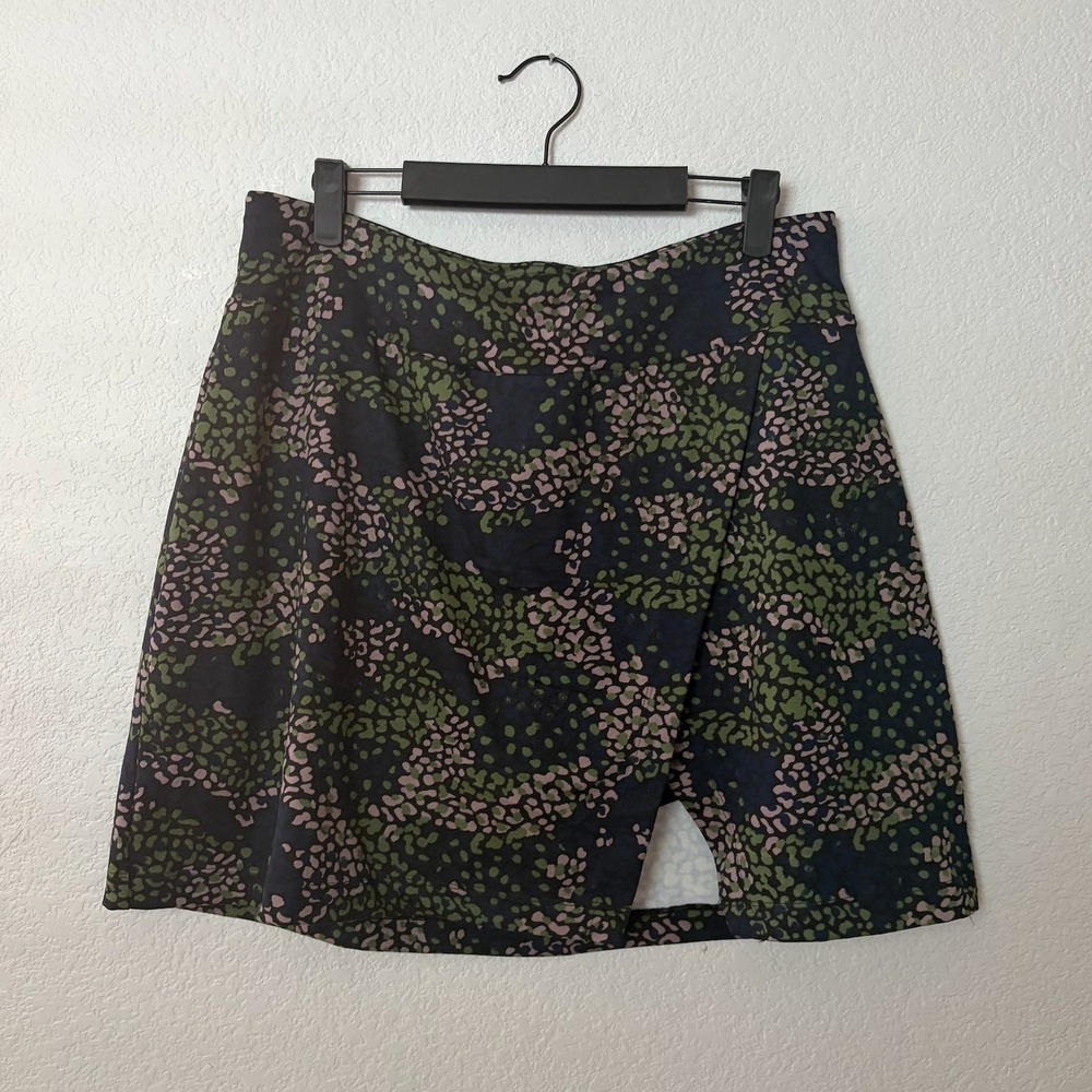 Jockey Green Pink Abstract Print Active Skort Wrap Front Mini Skirt LARGE - Picture 2 of 5